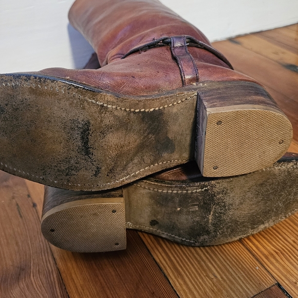 Frye Campus Boots Brown Leather Vintage With Buckle Size 8.5 - Picture 8 of 10